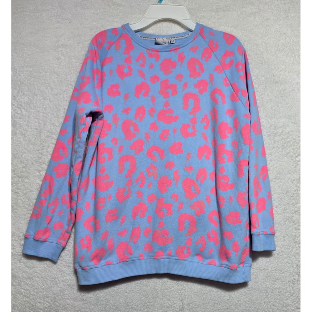 Scamp & Dude Blue Pink Leopard Print Organic Cotton Sweatshirt 12-13 Yrs